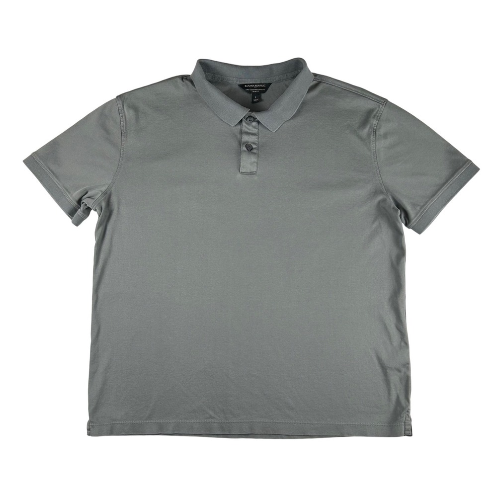 Banana Republic Mens Luxe Touch Performance Polo Shirt Slim Fit Grey Large
